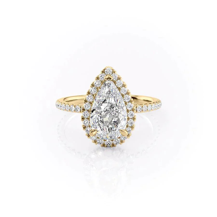 The Lenny Set With A 1.5 Carat Pear 14K Yellow Gold Lab Diamond