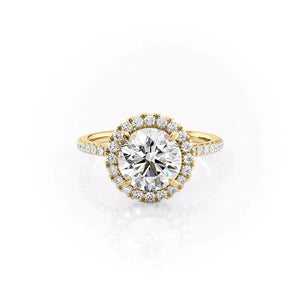 The Lenny Set With A 1 Carat Round 18K Yellow Gold Lab Diamond