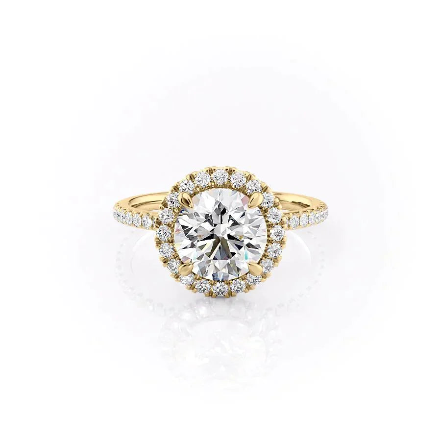 The Lenny Set With A 2 Carat Round 14K Yellow Gold Lab Diamond