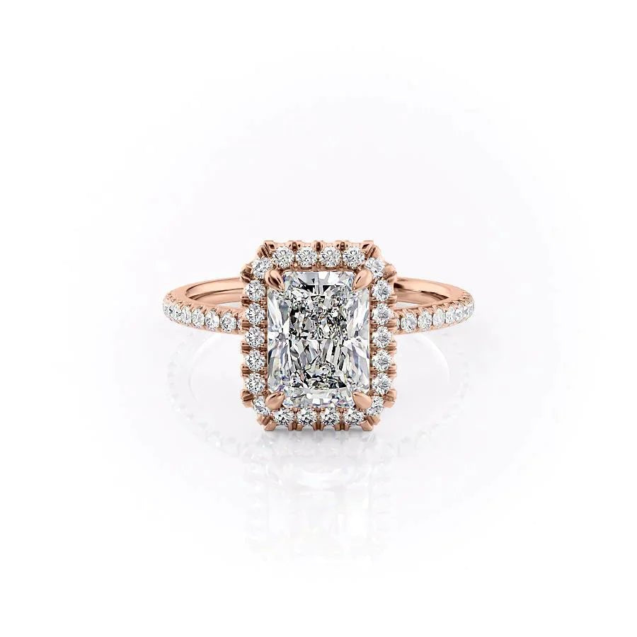 The Lenny Set  With A 3 Carat Radiant 18K Rose Gold Moissanite