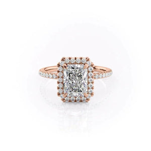 The Lenny Set  With A 3 Carat Radiant 18K Rose Gold Moissanite