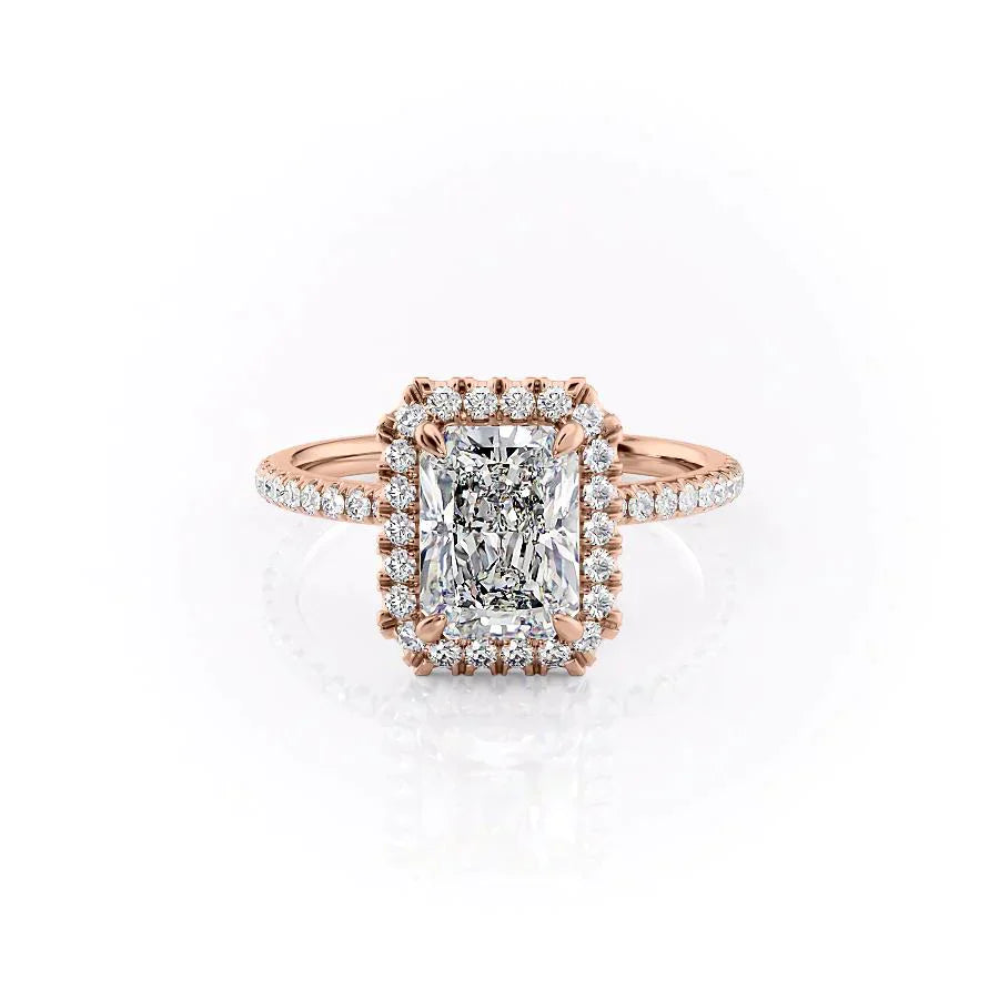The Lenny Set With A 3 Carat Radiant 14K Rose Gold Lab Diamond