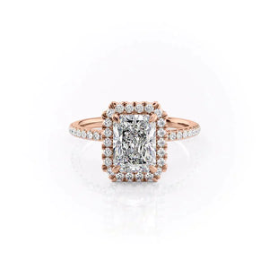 The Lenny Set With A 3 Carat Radiant 14K Rose Gold Lab Diamond