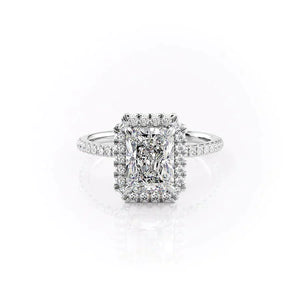 The Lenny Set With A 1 Carat Radiant 18K White Gold Lab Diamond