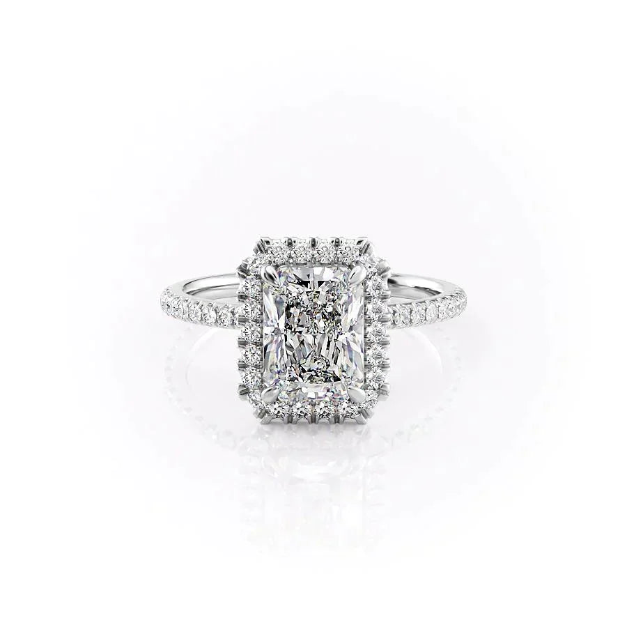 The Lenny Set With A 1.5 Carat Radiant 14K White Gold Lab Diamond