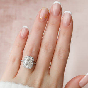 The Lenny Set With A 1 Carat Radiant 18K White Gold Lab Diamond