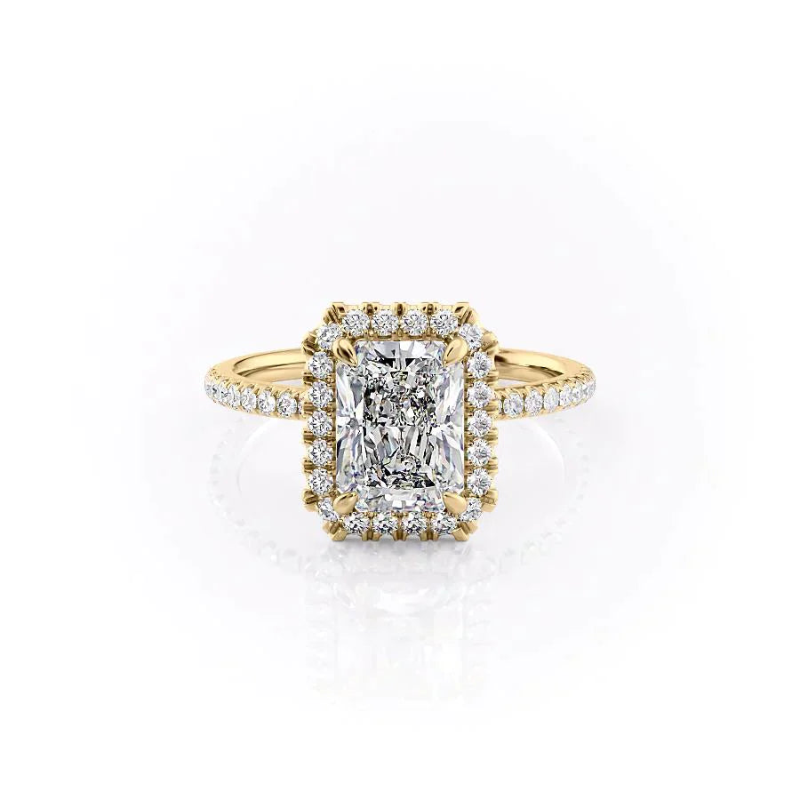 The Lenny Set With A 2.5 Carat Radiant 18K Yellow Gold Lab Diamond