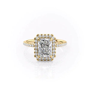 The Lenny Set With A 1.5 Carat Radiant 18K Yellow Gold Lab Diamond