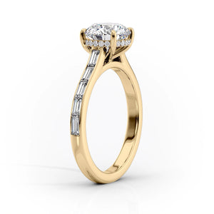 The Monica Set  With A 2.5 Carat Pear 18K Yellow Gold Moissanite