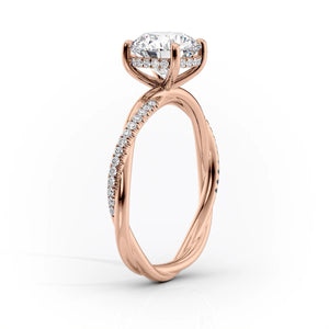 The Stacey Set  With A 3.5 Carat Pear 14K Rose Gold Moissanite
