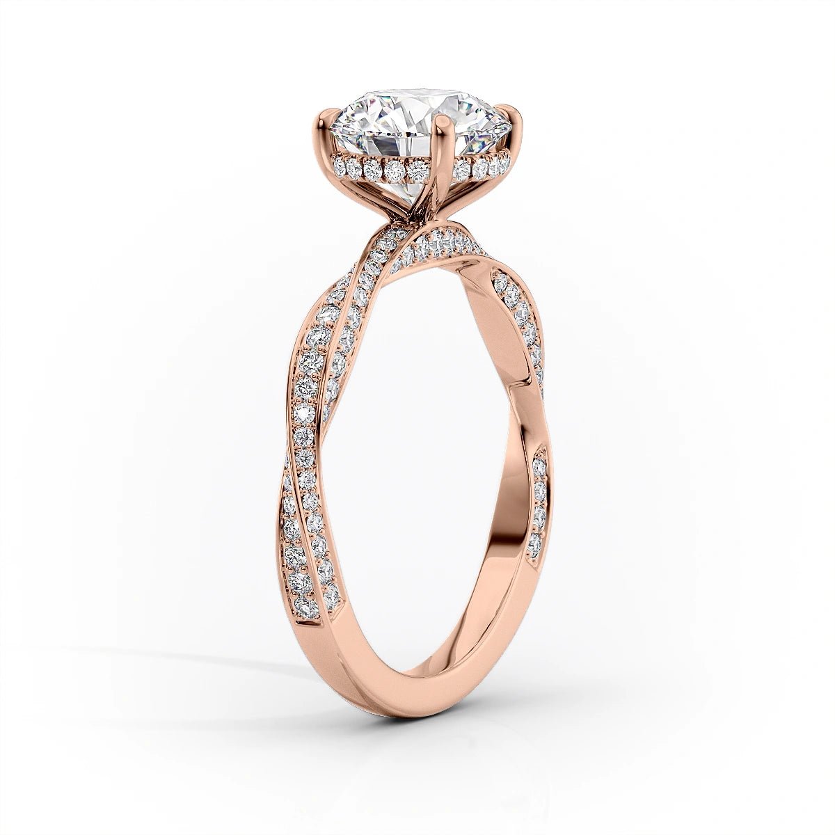 The Caroline Set  With A 1.5 Carat Cushion 14K Rose Gold Moissanite