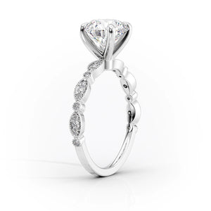 The Jasmine Set  With A 1.5 Carat Radiant 14K White Gold Moissanite