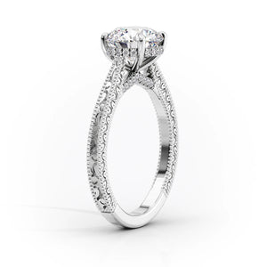 The Elizabeth Set With A 1.5 Carat Cushion 18K White Gold Lab Diamond