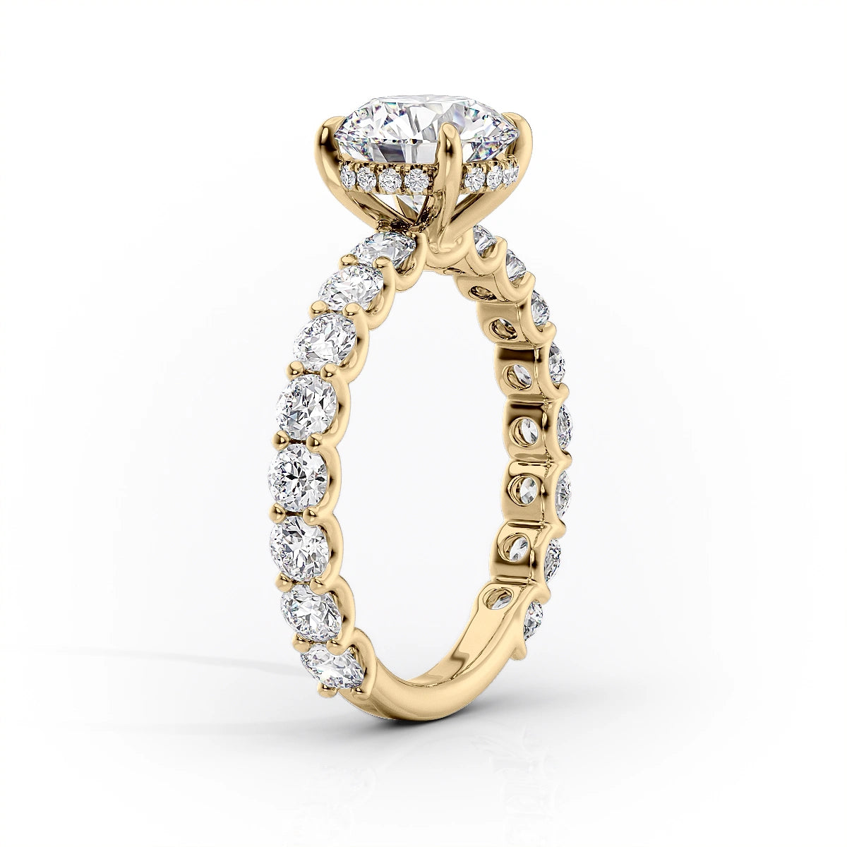 The Adelle Set With A 1 Carat Cushion 18K Yellow Gold Lab Diamond