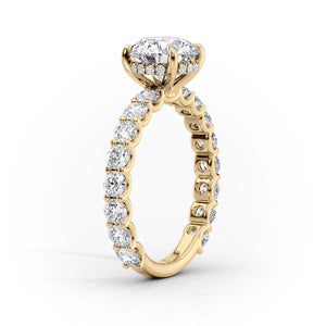 The Adelle Set With A 2 Carat Cushion 18K Yellow Gold Lab Diamond
