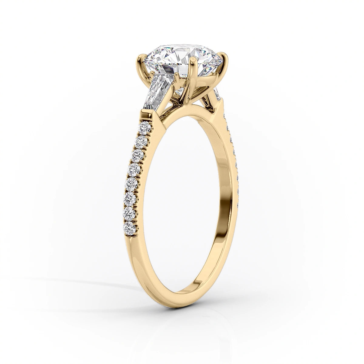 The Pave Liv Set  With A 3 Carat Princess 18K Yellow Gold Moissanite