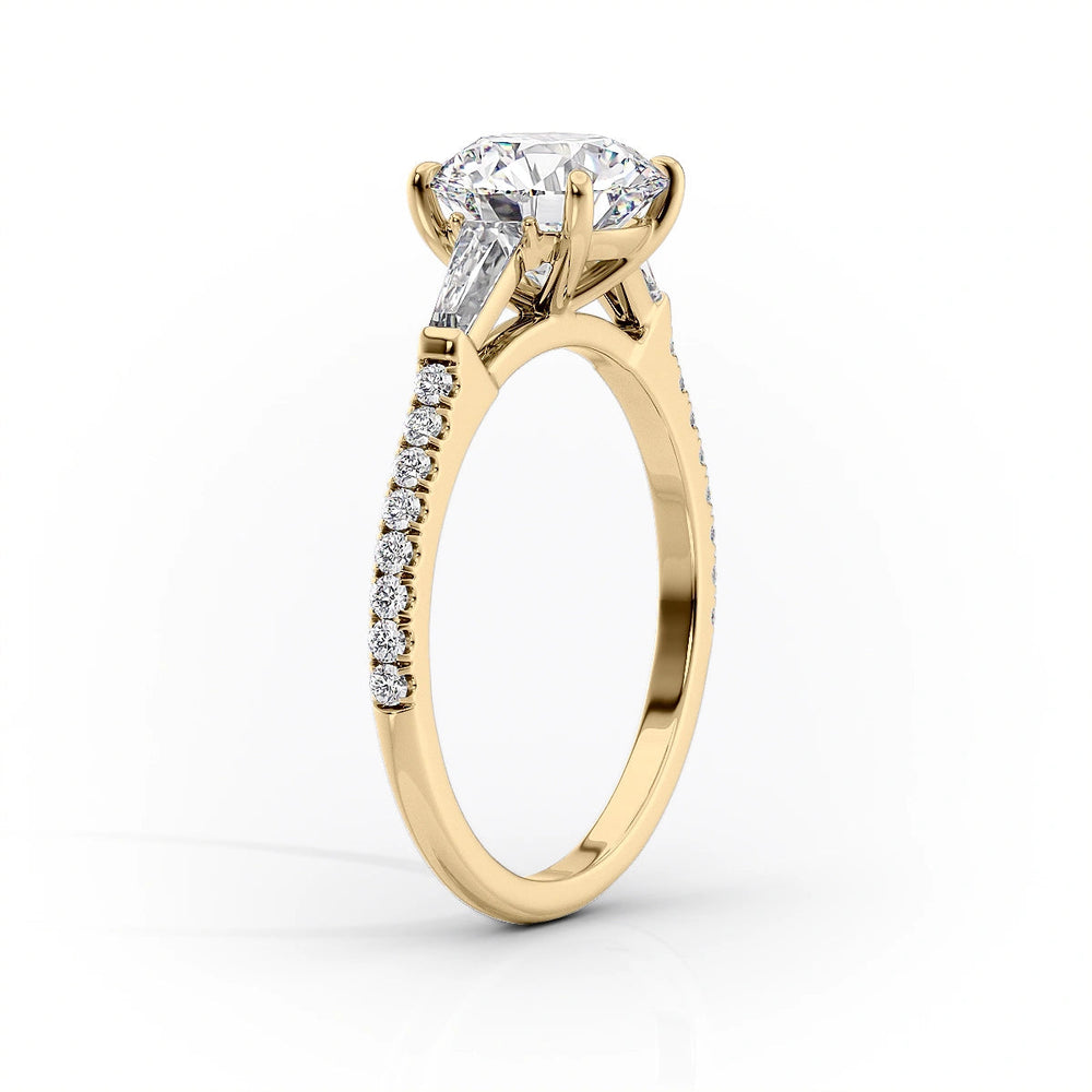 The Pave Liv Set  With A 5 Carat Marquise 14K Yellow Gold Moissanite