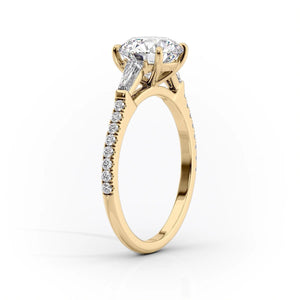 The Pave Liv Set  With A 5 Carat Round 18K Yellow Gold Moissanite