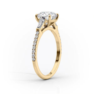 The Liv Set  With A 3 Carat Princess 18K Yellow Gold Moissanite