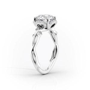 The Halo Twig Set  With A 3 Carat Pear 14K White Gold Moissanite