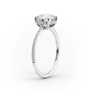 The Maia Set  With A 3 Carat Cushion 14K White Gold Moissanite