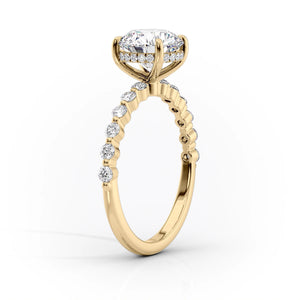 The Khloe Set  With A 1 Carat Cushion 18K Yellow Gold Moissanite