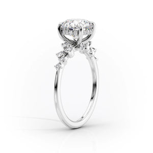 The Mia Set  With A 1 Carat Emerald 14K White Gold Moissanite