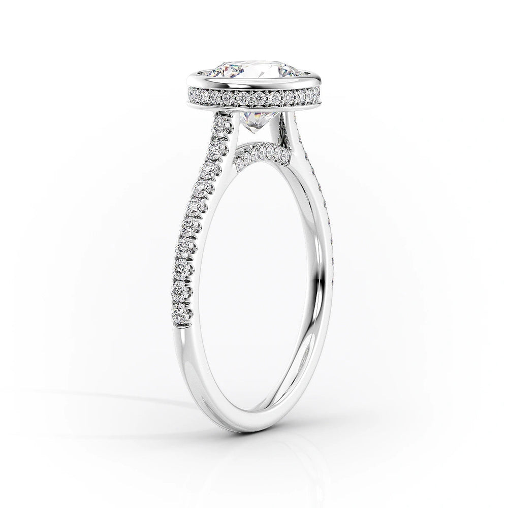 The Pave Charlotte Set  With A 2.5 Carat Princess 18K White Gold Moissanite