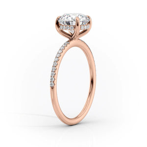 The Pave Kamellie Set  With A 1.5 Carat Marquise 18K Rose Gold Moissanite