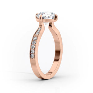 The Rebecca Set  With A 4 Carat Pear 14K Rose Gold Moissanite
