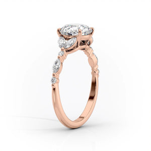The Chelsea Set  With A 4.5 Carat Emerald 18K Rose Gold Moissanite