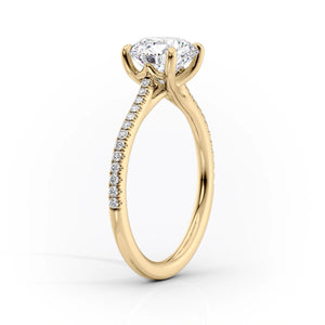 The Pave Lexie Set  With A 3 Carat Round 14K Yellow Gold Moissanite