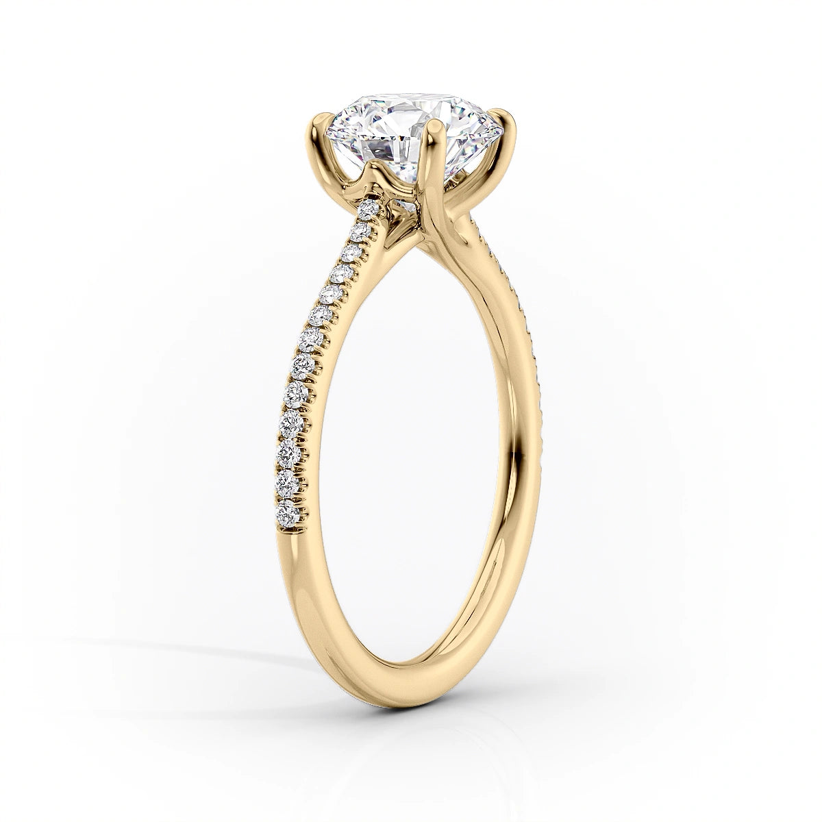 The Pave Lexie Set  With A 3 Carat Princess 18K Yellow Gold Moissanite