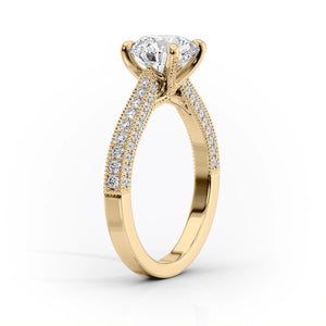 The Catherine Set  With A 3 Carat Oval 18K Yellow Gold Moissanite