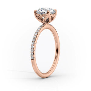 The Pave Alison Set With A 1 Carat Princess 18K Rose Gold Lab Diamond
