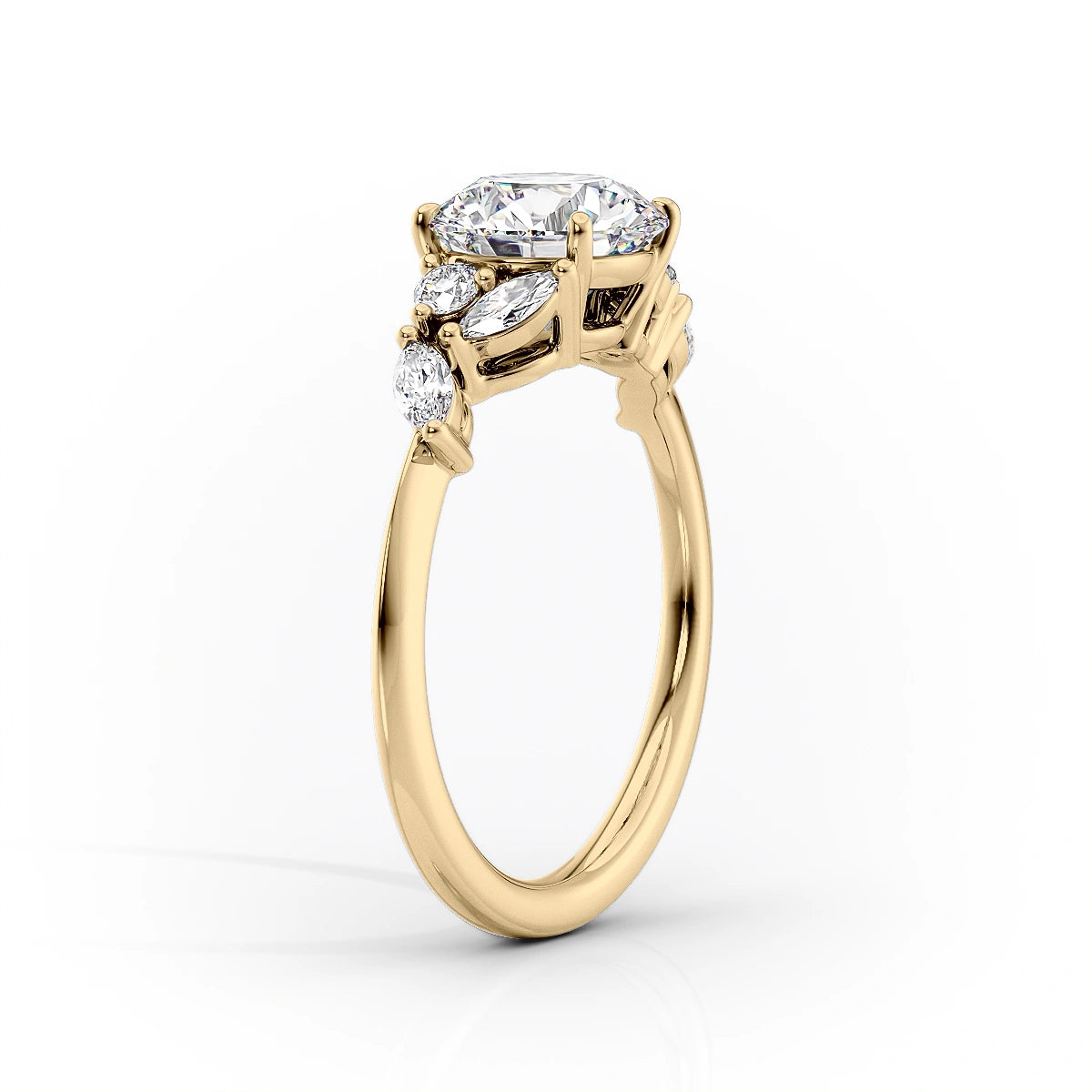 The Melissa Set  With A 3 Carat Princess 18K Yellow Gold Moissanite