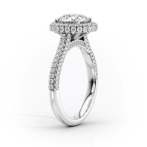 The Kylie Set  With A 2 Carat E. Cushion 14K White Gold Moissanite