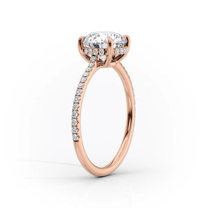 The Maia Set  With A 4 Carat Emerald 14K Rose Gold Moissanite