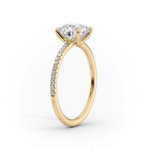 The Pave Ashley Set With A 1 Carat Round 18K Yellow Gold Lab Diamond