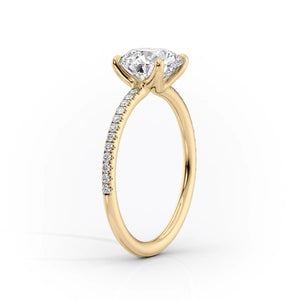 The Pave Ashley Set  With A 4.5 Carat Princess 14K Yellow Gold Moissanite