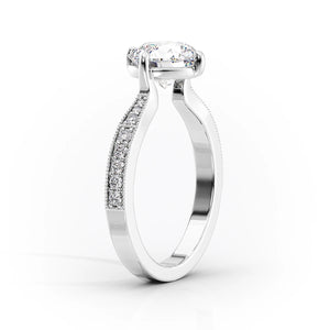 The Rebecca Set  With A 2.5 Carat Round 14K White Gold Moissanite