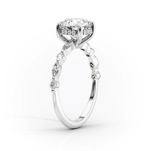 The Lindsey Set  With A 4.5 Carat Oval 14K White Gold Moissanite