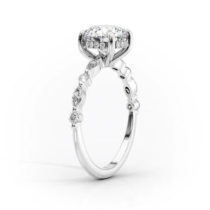 The Lindsey Set With A 1 Carat Emerald 14K White Gold Lab Diamond