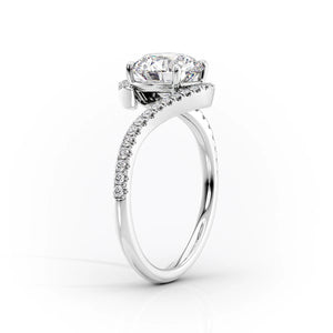 The Pave Skyler Set With A 2.5 Carat Cushion 18K White Gold Lab Diamond