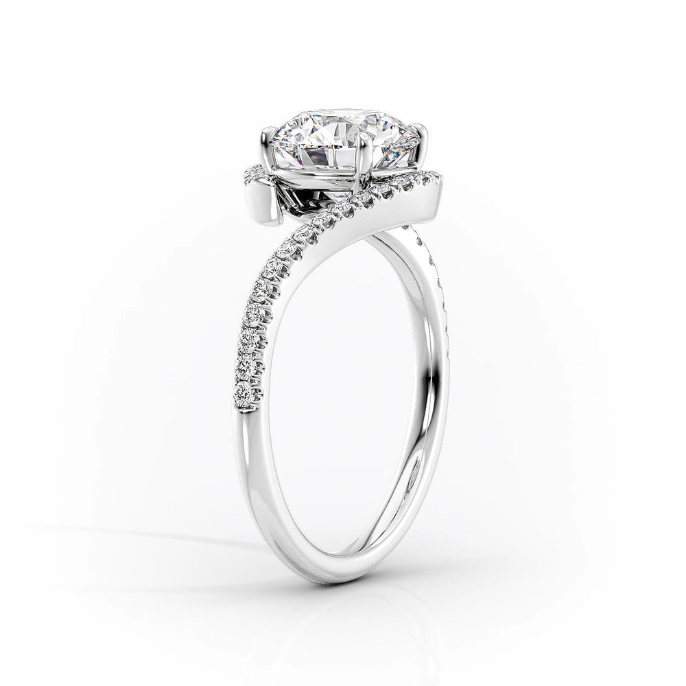 The Pave Skyler Set  With A 4.5 Carat Oval 18K White Gold Moissanite