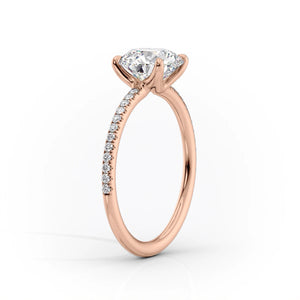 The Pave Ashley Set  With A 3.5 Carat Marquise 14K Rose Gold Moissanite