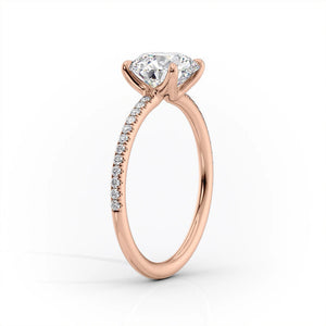 The Pave Ashley Set With A 3 Carat Cushion 14K Rose Gold Lab Diamond