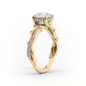 The Pave Twig Set With A 1 Carat Emerald 18K Yellow Gold Lab Diamond