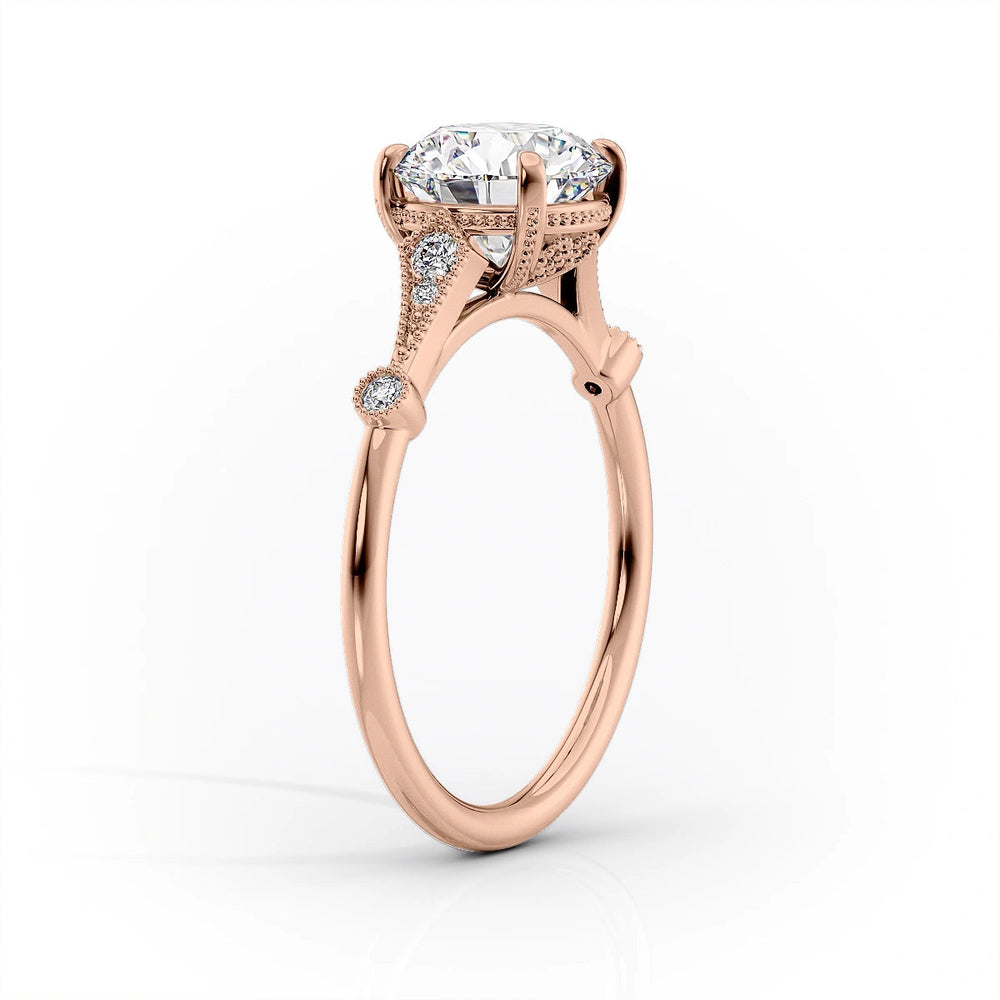 The Amber Set  With A 1.5 Carat Oval 14K Rose Gold Moissanite