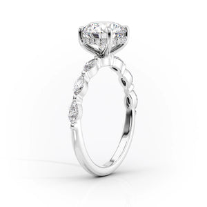 The Lucia Set Marquise  With A 3 Carat Princess 14K White Gold Moissanite